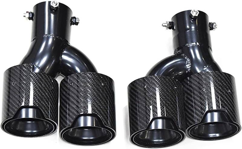 1 Pair Car Exhaust Pipe, Carbon Fibre, Dual M, Four Tailpipe, Compatible with BMW G20 G21 330i 2019-2020 M Sport Silencer Tailpipe, Black von XIAXIAJIA