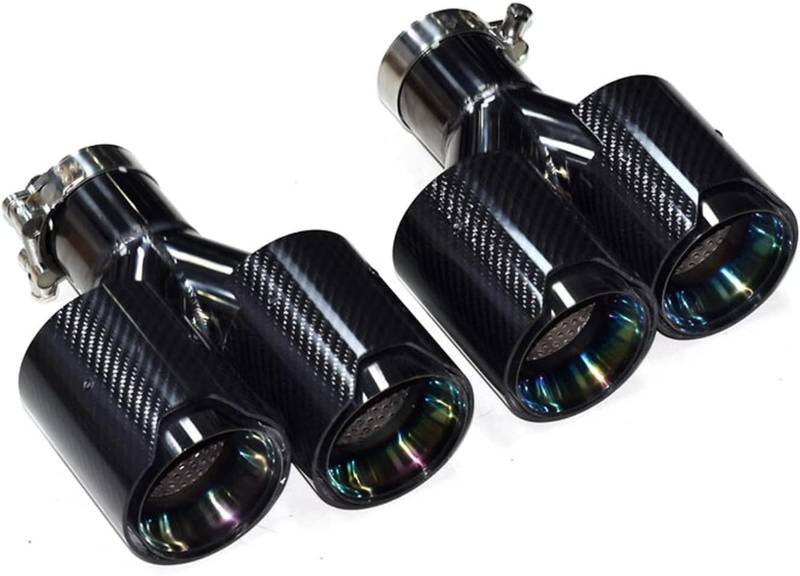 1 Pair Dual Glossy Black Carbon Fibre Exhaust Tip YForm Silencer Tip Tailpipe for Car Exhaust Universal Exhaust(in 54mm) von XIAXIAJIA