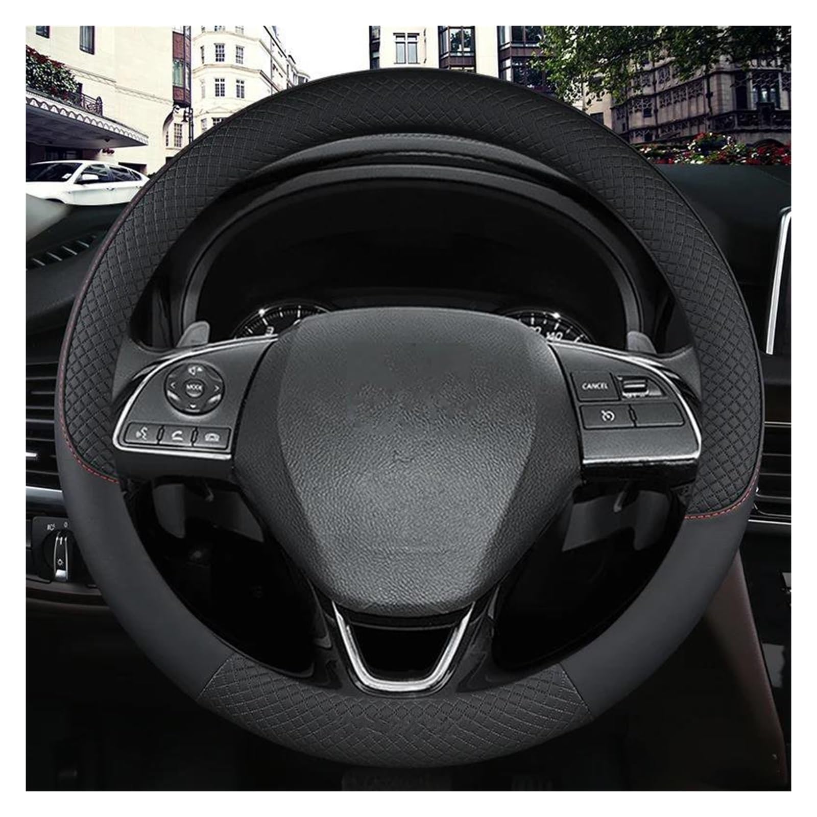 Steering Wheel Cover 38 cm 15 Inch Car Steering Wheels Cover Car Interior Accessories for Mitsubishi for Outlander for Airtrek for Grandis Car Parts (Black) von XIAXIAJIA