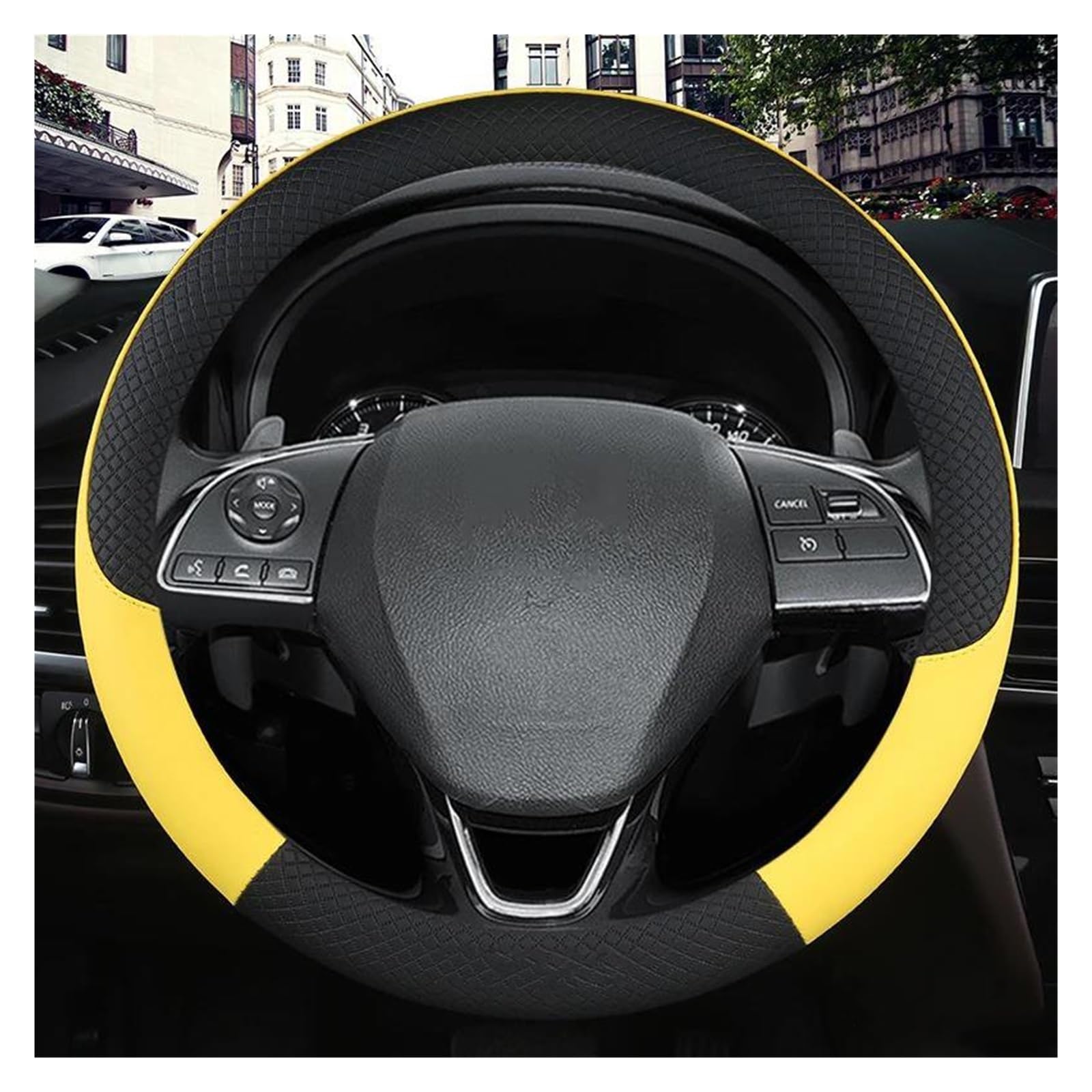 Steering Wheel Cover 38 cm 15 Inch Car Steering Wheels Cover Car Interior Accessories for Mitsubishi for Outlander for Airtrek for Grandis Car Parts (Black) von XIAXIAJIA