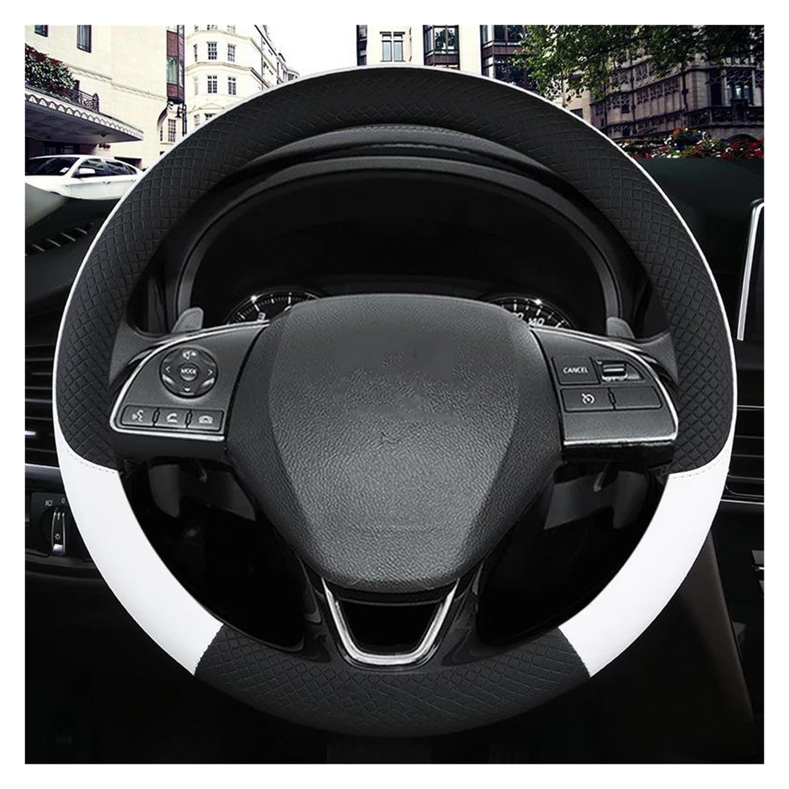 Steering Wheel Cover 38 cm 15 Inch Car Steering Wheels Cover Car Interior Accessories for Mitsubishi for Outlander for Airtrek for Grandis Car Parts (Black) von XIAXIAJIA