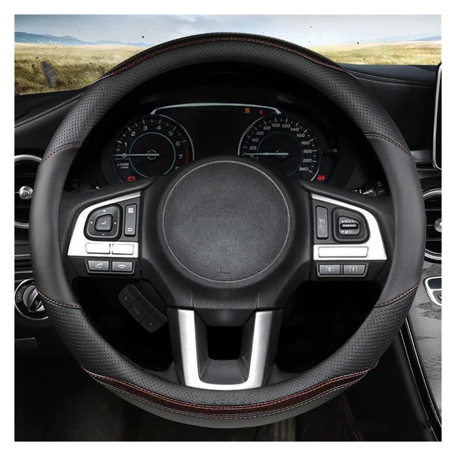 Steering Wheel Cover Car Steering Wheel Cover Non-Slip Carbon Fibre Leather 38 cm for Subaru for Forester for Legacy XV for BRZ WRX Car Parts (Coffee) von XIAXIAJIA