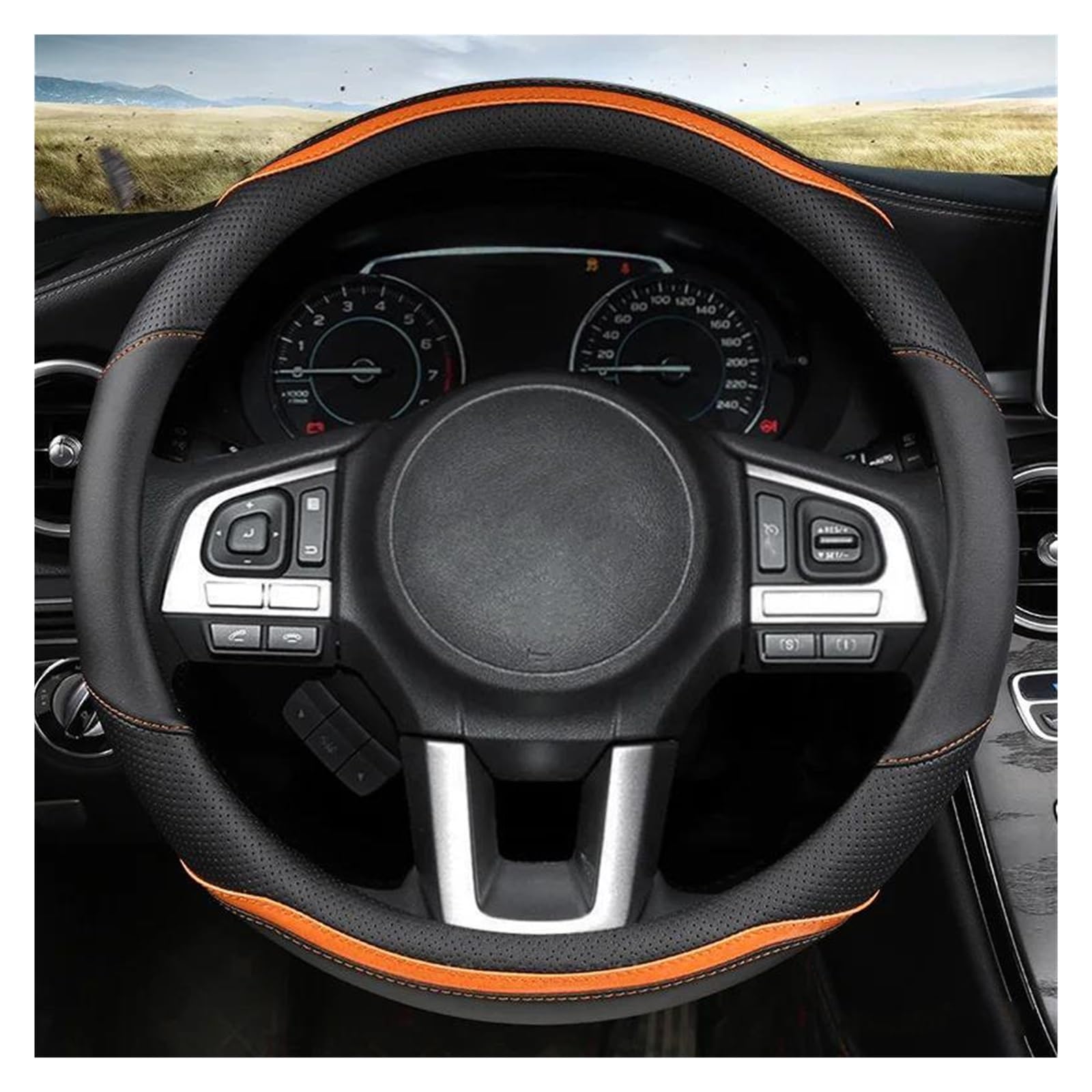 Steering Wheel Cover Car Steering Wheel Cover Non-Slip Carbon Fibre Leather 38 cm for Subaru for Forester for Legacy XV for BRZ WRX Car Parts (Coffee) von XIAXIAJIA