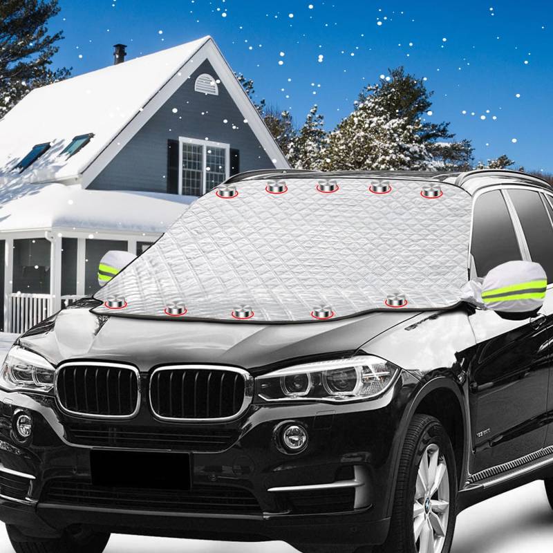 Frontscheibenabdeckung Auto, Windschutzscheibe Abdeckung Winter Scheibenabdeckung Frostschutz Auto Frontscheibe mit Magnetische Seitenspiegelabdeckung Auto Zubehör Winter für SUVS von XIHUAN