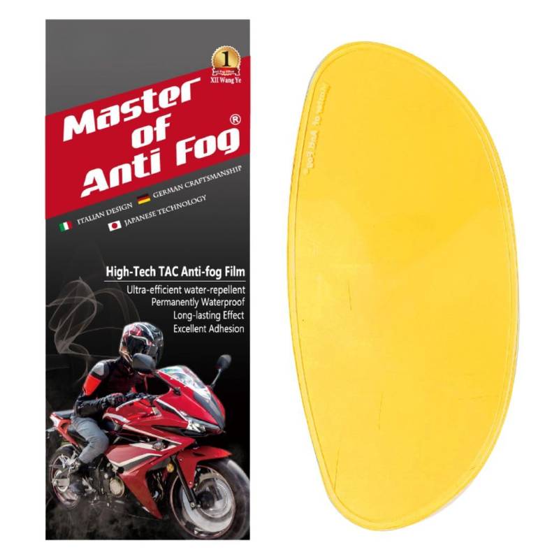 XII WY Universal Motorrad Helm Schild Antibeschlag Folie Gelb Nachtsicht Visier Linse Einsatz Nebelfest 11.5cm X 24 cm von XII WANG YE