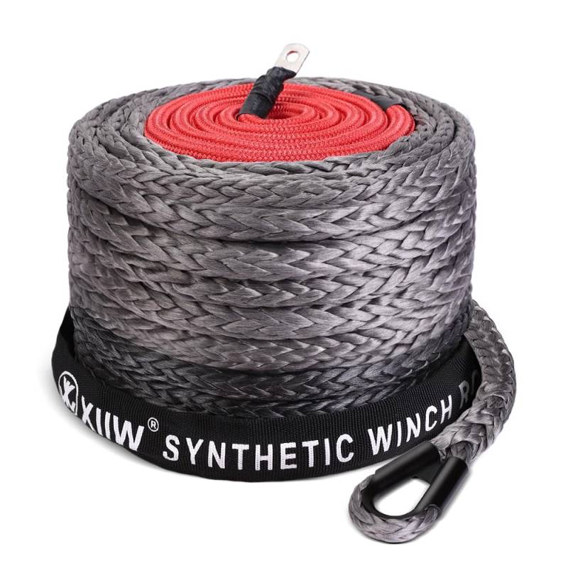 10mm x 28m Synthetik-Kunststoff-Seil 9299KG UHMWPE Seil-Winde Winden 12-Strand 20500 LBS mit Schutzhüllenhaken Synthetikseil Windenseil Forstseil Synthetisches Anhängerseil Fahrzeugwinde LKW ATV UTV von XIIW