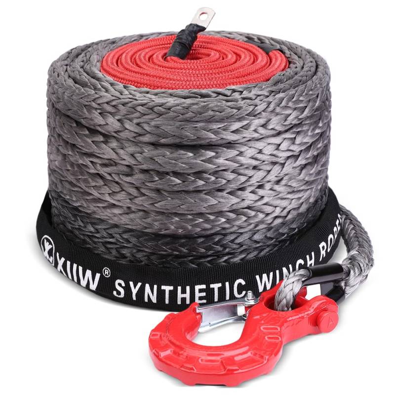 Aufgerüstet Schutzhüllenhaken 12-Strand 20500 LBS Synthetik-Kunststoff-Seil UHMWPE Seil-Winde Winden 10mm x 28m Synthetikseil Windenseil Forstseil 9299KG Anhängerseil Fahrzeugwinde LKW ATV UTV von XIIW