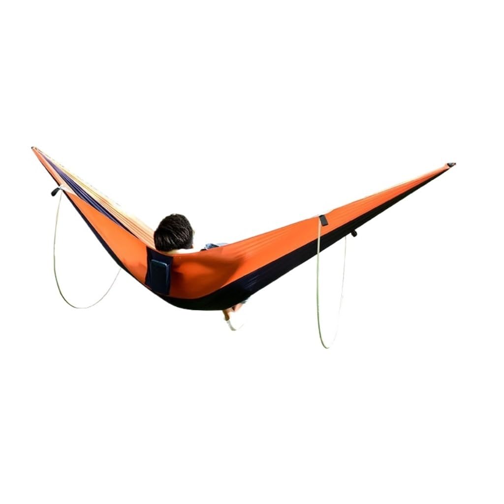 Hängematte Im Freien Anti-Überschlag-Pole-Hängematte, Outdoor-Camping, Einzel-Doppelt, Vergrößert, Verdickt, Fallschirmtuch, Camping-Hängematte Hängematte(Orange,B) von XIMINGHE