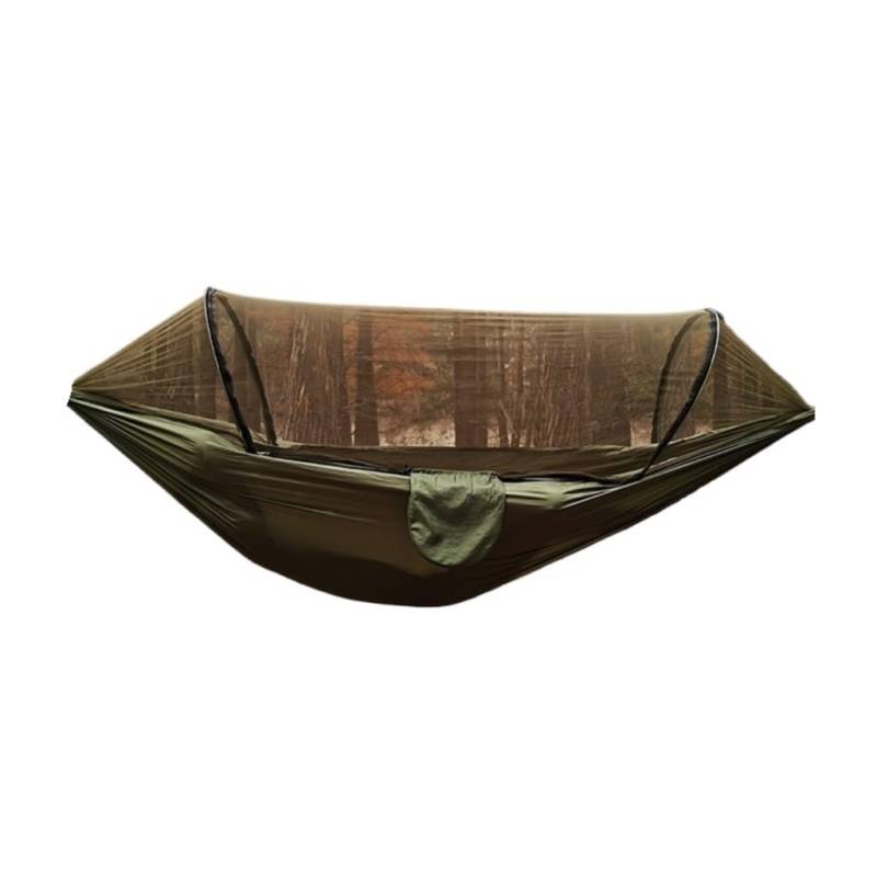 Hängematte Im Freien Automatische Schnellöffnungs-Moskitonetz-Hängematte Outdoor-Camping Anti-Rollover-Nylon-Hängematte Mit Moskitonetz Hängematte(Brown) von XIMINGHE