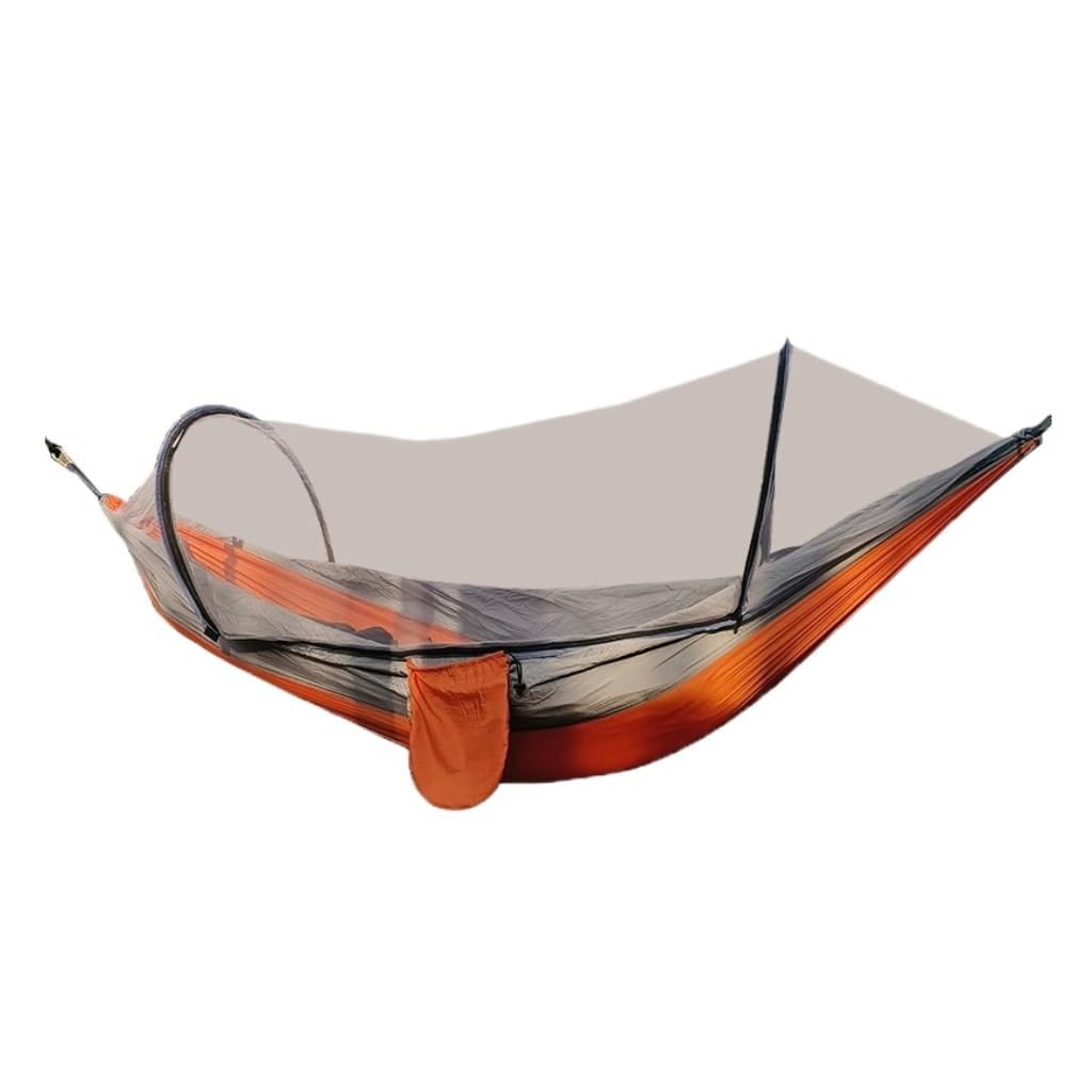 Hängematte Im Freien Automatische Schnellöffnungs-Moskitonetz-Hängematte Outdoor-Camping Anti-Rollover-Nylon-Hängematte Mit Moskitonetz Hängematte(Orange) von XIMINGHE