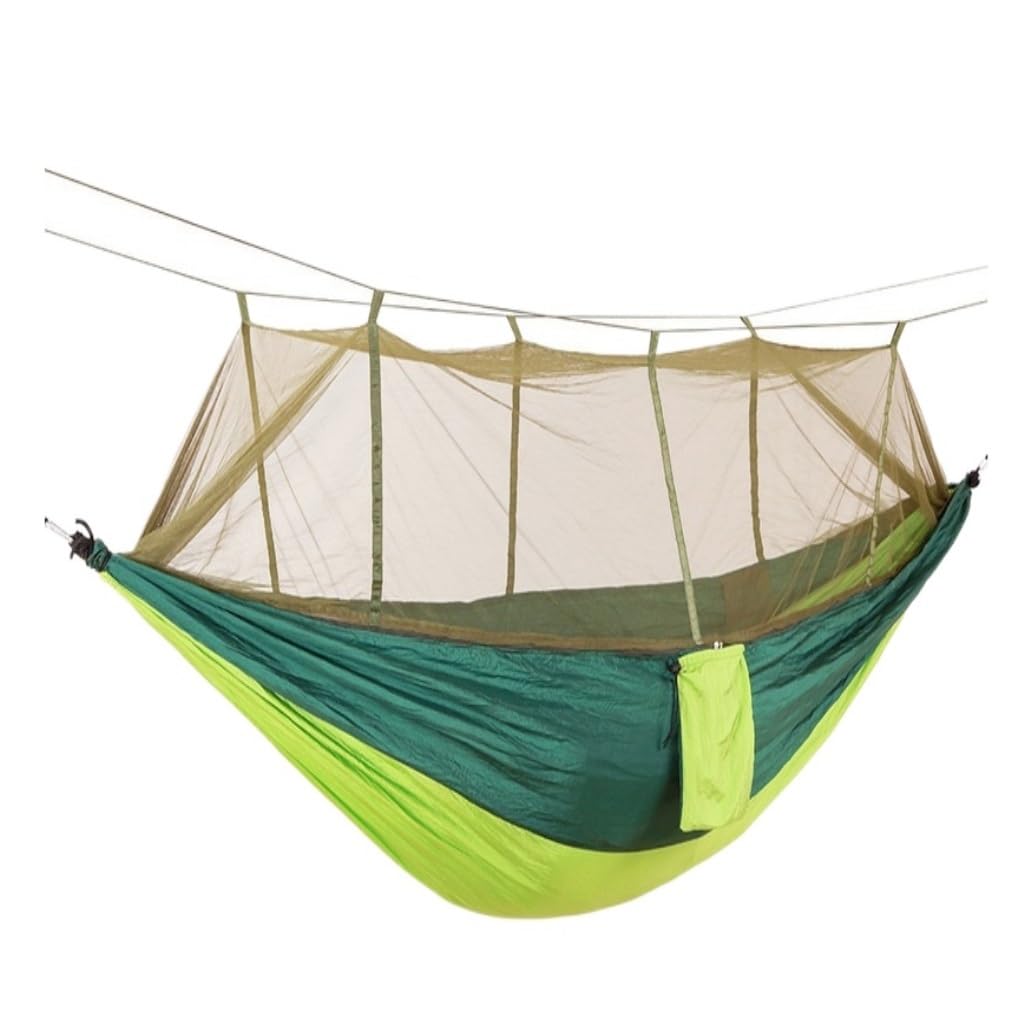 Hängematte Im Freien Moskitonetz Hängematte Doppel Outdoor Anti-Moskito Fallschirm Stoff Schaukel Outdoor Schlafen Hängen Baum Camping Hängematte(Green) von XIMINGHE