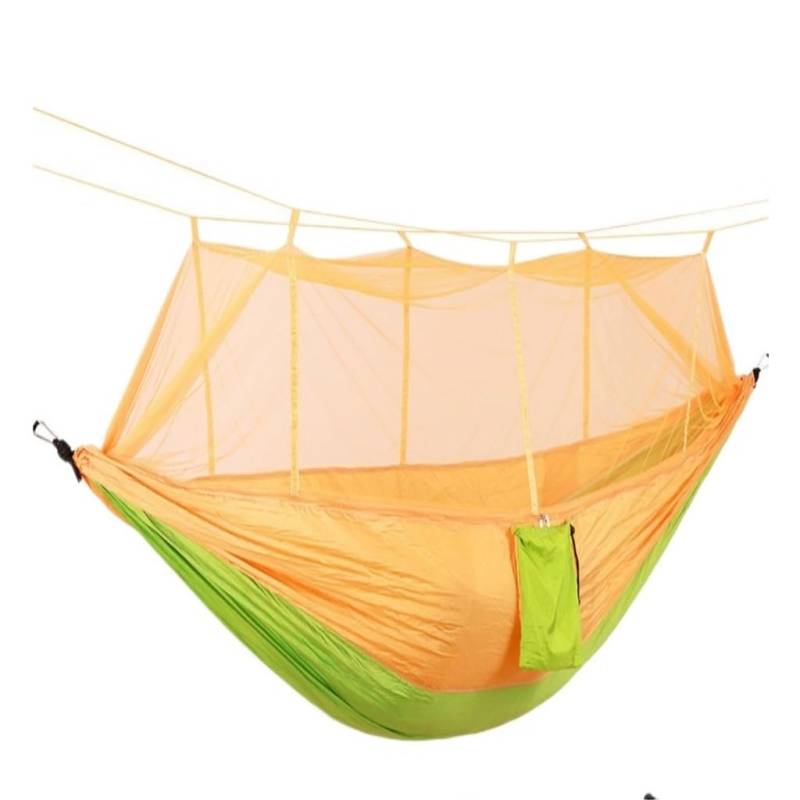 Hängematte Im Freien Moskitonetz Hängematte Doppel Outdoor Anti-Moskito Fallschirm Stoff Schaukel Outdoor Schlafen Hängen Baum Camping Hängematte(Orange) von XIMINGHE