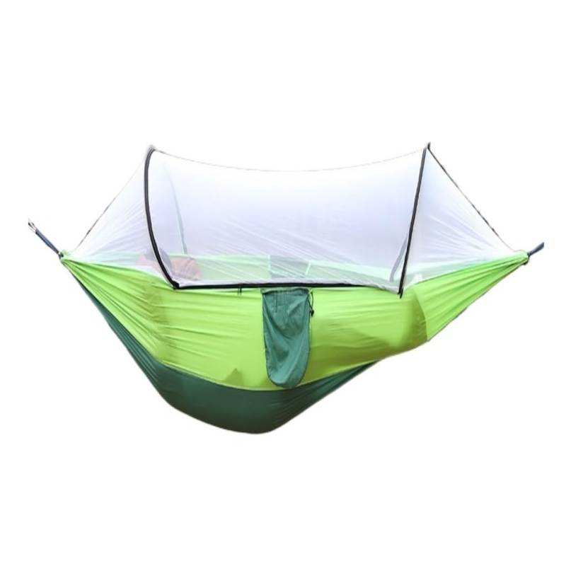 Hängematte Im Freien Outdoor Camping Camping Hängematte Blatt Doppel Automatische Schnell-offene Stange Moskito Net Anti-Rollover Hängematte Hängematte(Green) von XIMINGHE