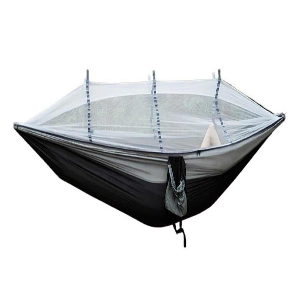 Hängematte Im Freien Outdoor Camping Doppelt Verbreiterte Hängematte Outdoor Camping Picknick Ausrüstung Verdickte Hängematte Mit Moskitonetz Hängematte(Gray) von XIMINGHE