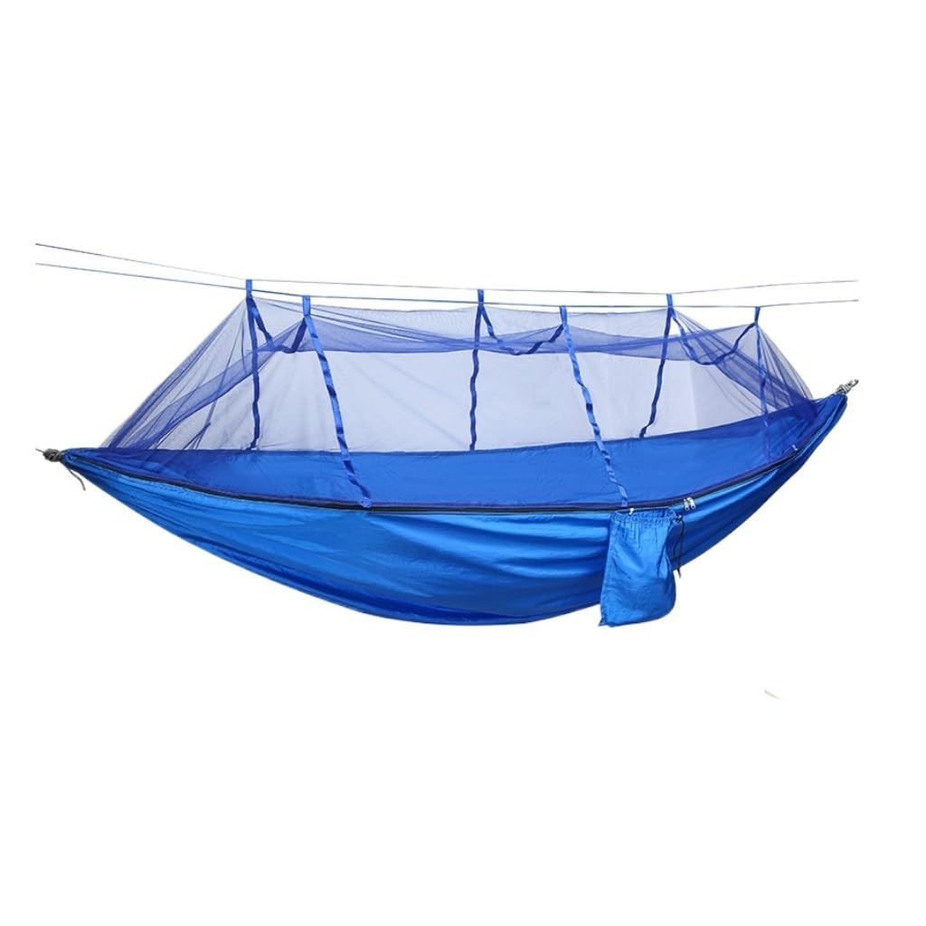 Hängematte Im Freien Outdoor Camping Parachute Hammock with Mosquito Net Anti-Mosquito Nylon Double Camping Portable Hammock Hängematte(Blue) von XIMINGHE