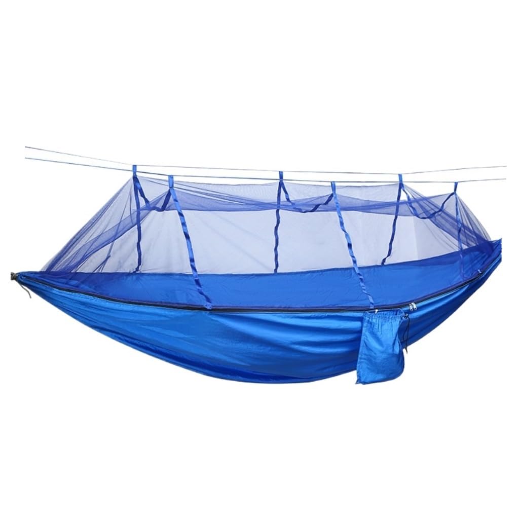 Hängematte Im Freien Outdoor-Fallschirm-Großhandels-Hängematte mit Moskitonetz, Anti-Moskito-Nylon-Einzel-Doppel-Camping-Hängematte Hängematte(Blue,L) von XIMINGHE