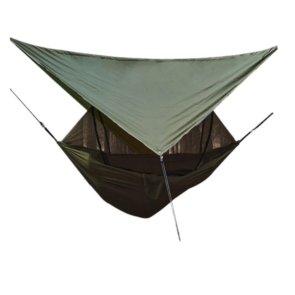 Hängematte Im Freien Outdoor Hängematte Camping Anti-Rollover mit Moskitonetz Camping Schlafschaukel magische Doppel tragbar Hängematte(Brown,A) von XIMINGHE