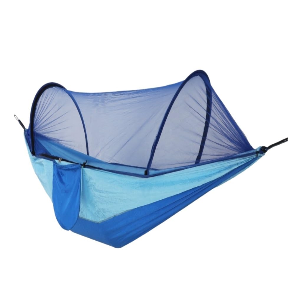 Hängematte Im Freien Outdoor-Moskitonetz-Hängematte, Anti-Überschlag, Camping, Einzel- Und Doppelstange Mit Moskitonetz, Verschlüsseltes Netz Hängematte(Blue) von XIMINGHE