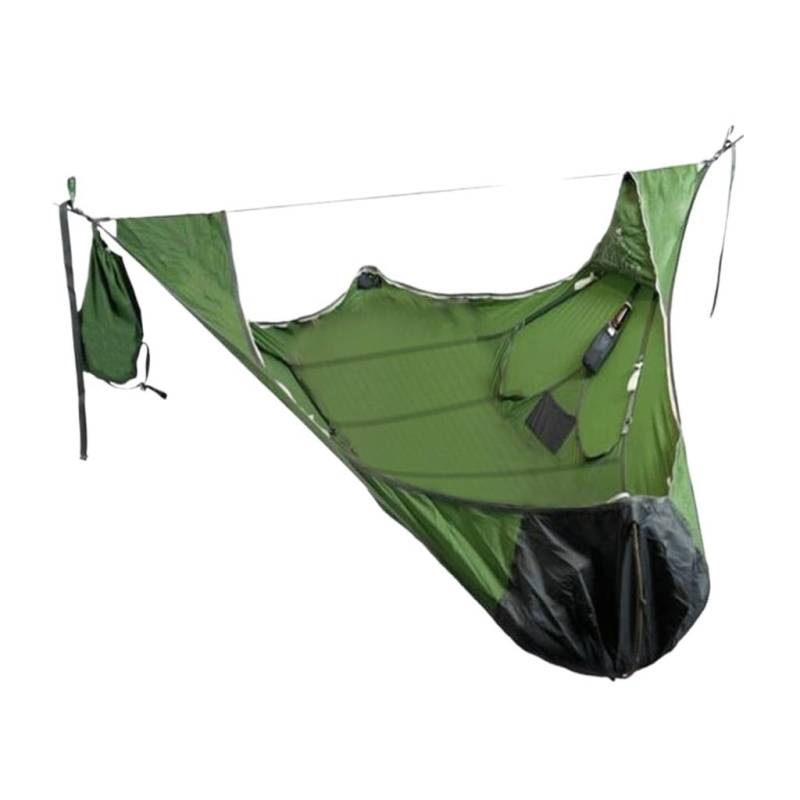 Hängematte Im Freien Tragbare Einzel-Hängematte for Das Überleben Im Freien, Reißfest, Gegen Mücken, Flach Liegend, Mehrfarbig, Optional Hängematte(Green) von XIMINGHE