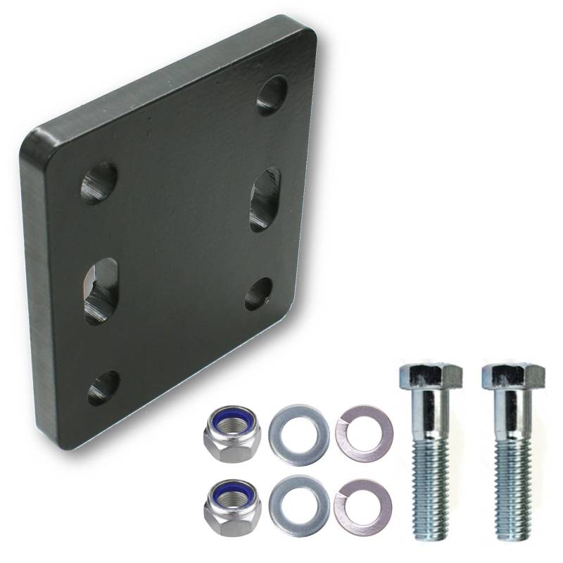 Universelle Adapterplatte zur Höhenverstellung 3x90 mm der Anhängerkupplung für 2-Loch 90mm AHK-Bock Flanschkugeln. (3x45 mm mit 2xM16 Schraubenset, für 2 Loch 90mm AHK-Bock) von XIMPLIO