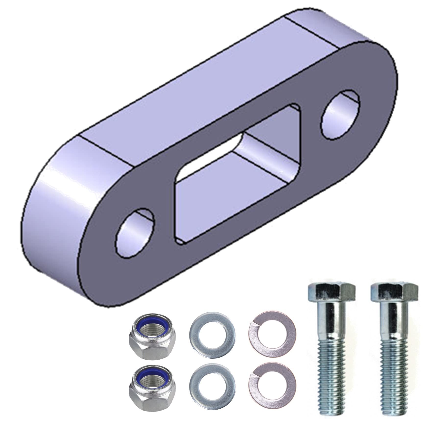 XIMPLIO Universelle Verlängerung 25mm Distanzblech für AHK Flanschkupplungen Anschraubplatte mit Lochbild 90mm (mit Schraubenset, Lochbild 90mm, 25 mm) von XIMPLIO