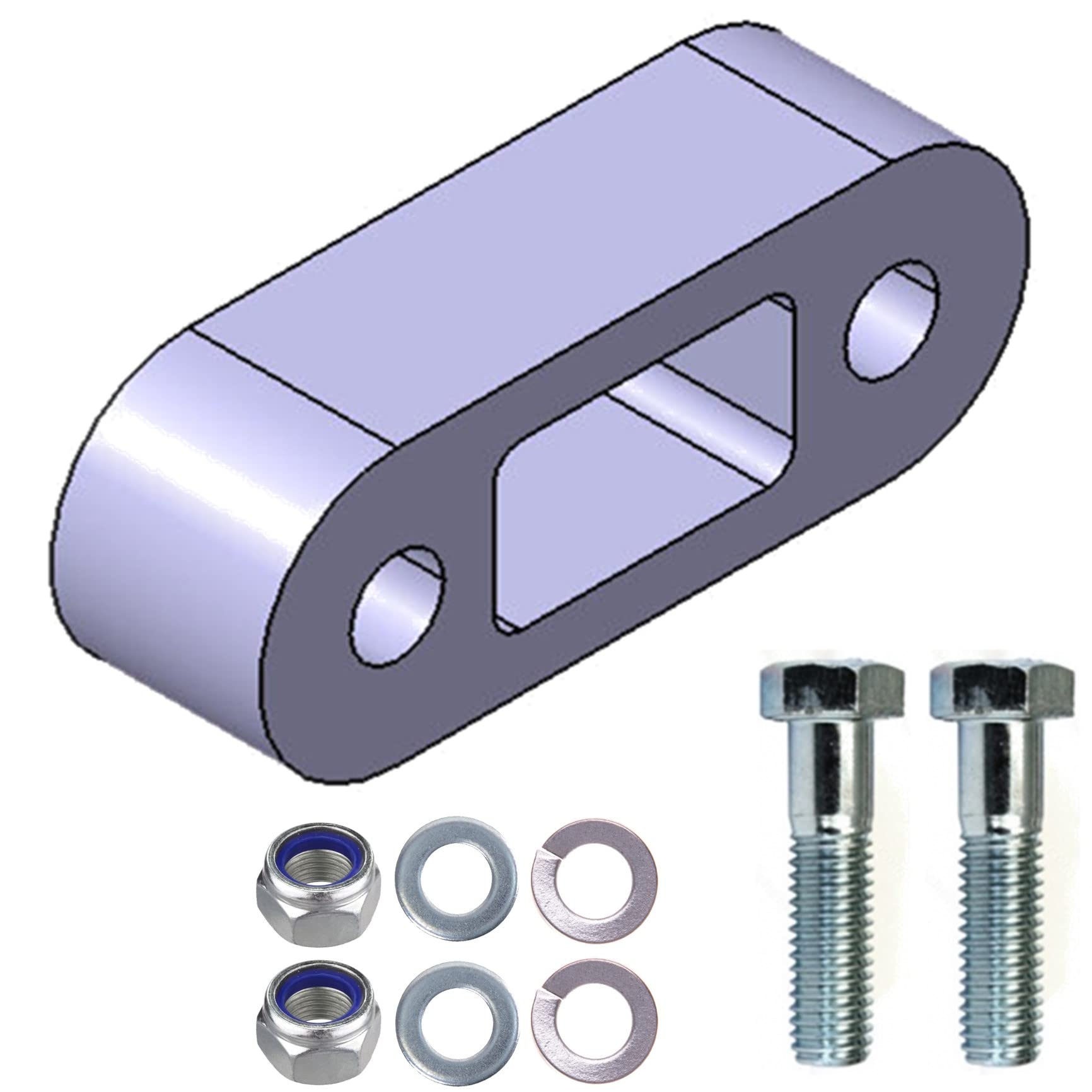 XIMPLIO Universelle Verlängerung 38mm Distanzblech für AHK Flanschkupplungen Anschraubplatte mit Lochbild 90mm (mit Schraubenset, Lochbild 90mm, 38 mm) von XIMPLIO