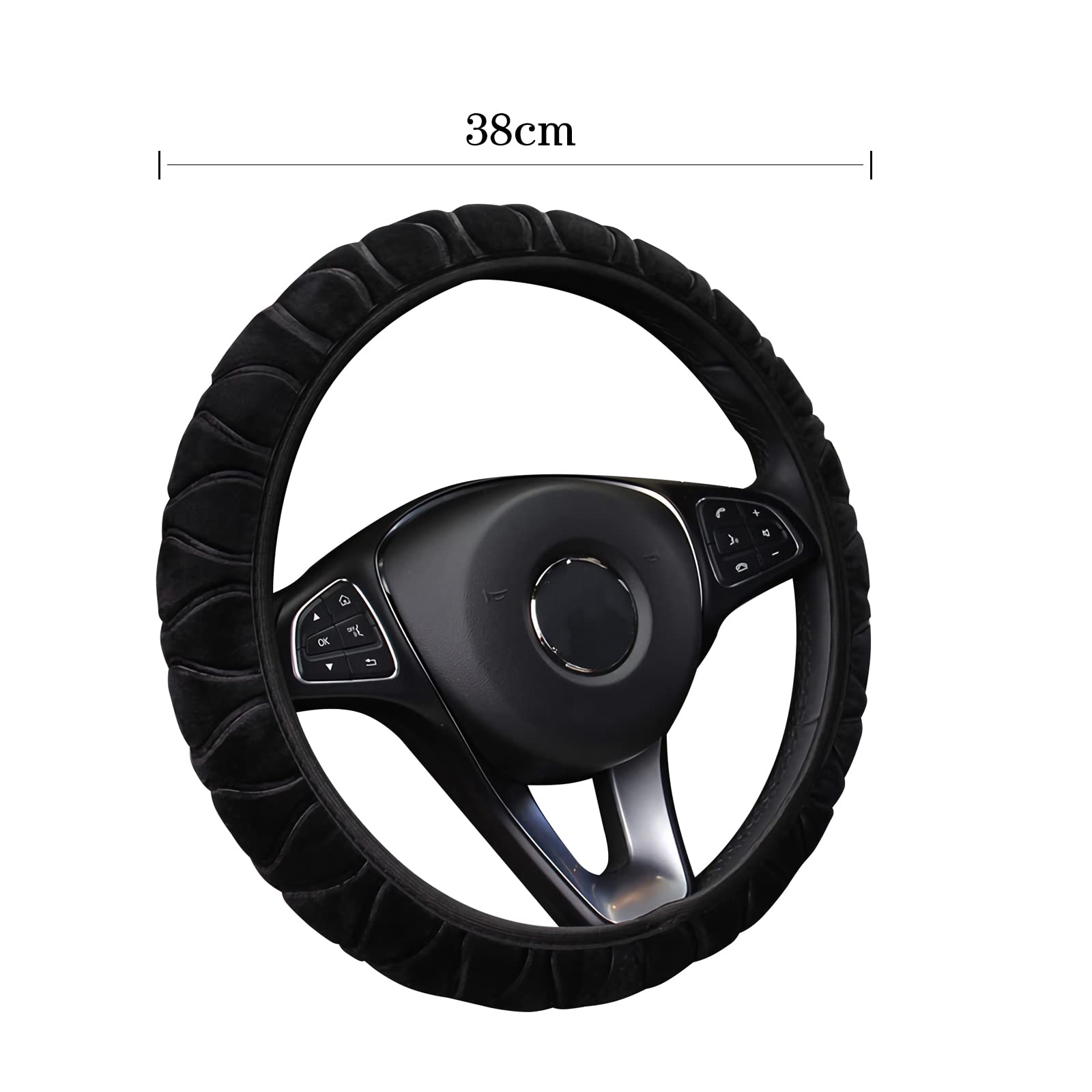 Anti-Rutsch Weich Flauschig Plüsch Lenkradbezug Universal Furry Winter Warm Fahrzeug Auto Lenkrad Schutz Radhülse Schutz Automotive Innenraum Auto Zubehör Fit für Durchmesser 37-39cm von XINCHIA