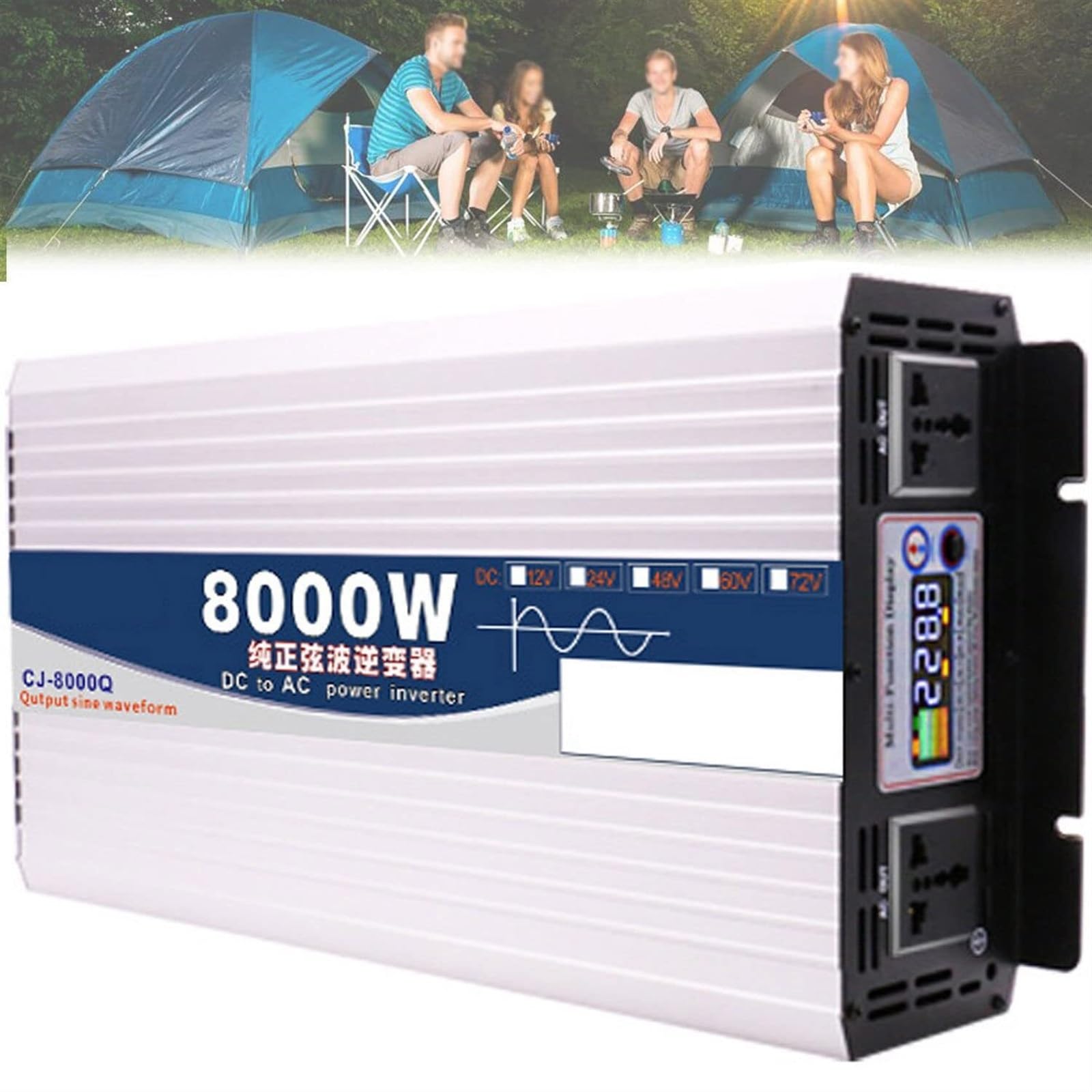 1600W 2200W 2600W 3000W 4000W 5000W 6000W 7000W 8000W Spannungswandler Reine Sinus Wechselrichter mit Steckdosen LCD Bildschirm,Pure Sine Wave Inverter Kfz Konverter Auto Transformator Adapter(8000W,4 von XINGSHANG