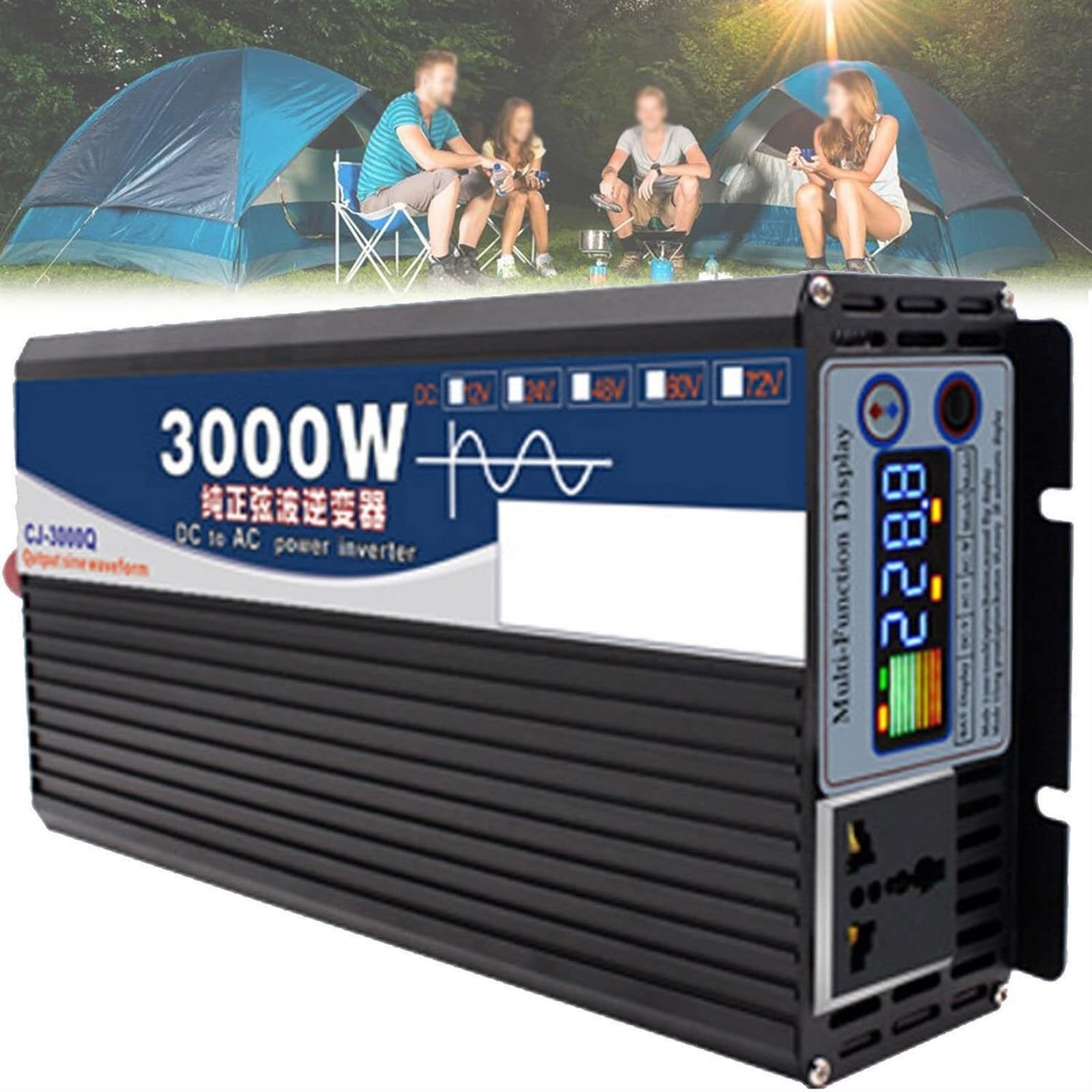 1600W 2200W 2600W 3000W 4000W 5000W 6000W 7000W 8000W Spannungswandler Reine Sinus Wechselrichter mit Steckdosen LCD Bildschirm,Pure Sine Wave Inverter Kfz Konverter Auto Transformator Adapter(3000W,2 von XINGSHANG