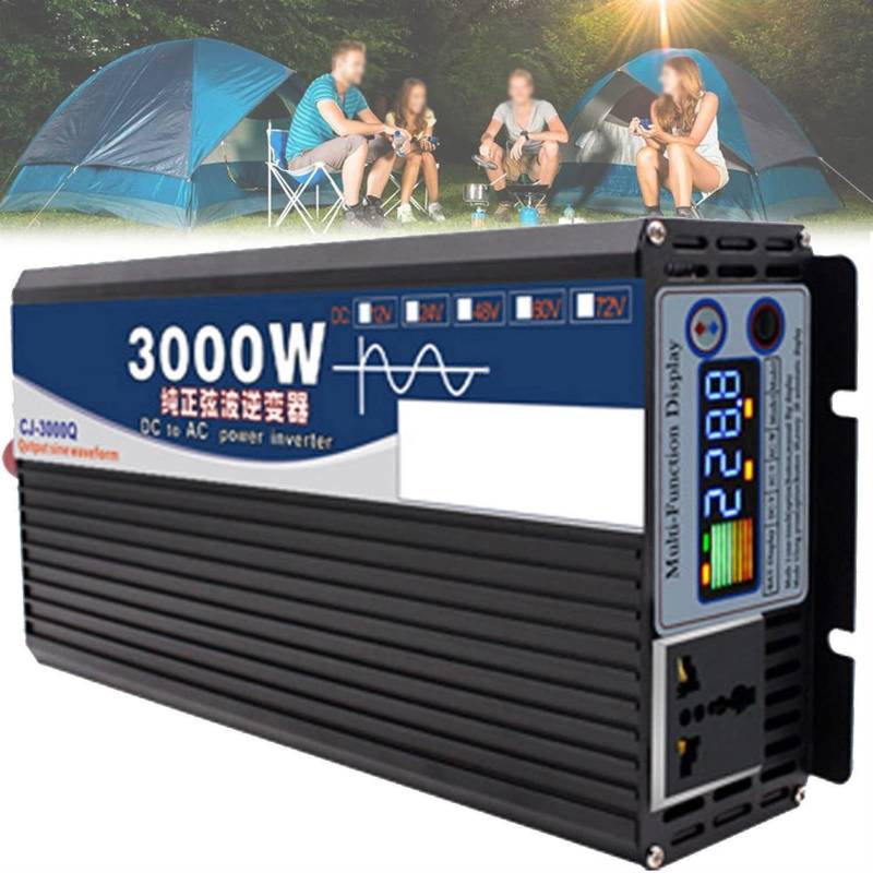 1600W 2200W 2600W 3000W 4000W 5000W 6000W 7000W 8000W Spannungswandler Reine Sinus Wechselrichter mit Steckdosen LCD Bildschirm,Pure Sine Wave Inverter Kfz Konverter Auto Transformator Adapter(3000W,2 von XINGSHANG