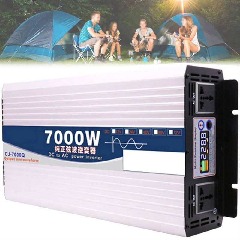 1600W 2200W 2600W 3000W 4000W 5000W 6000W 7000W 8000W Spannungswandler Reine Sinus Wechselrichter mit Steckdosen LCD Bildschirm,Pure Sine Wave Inverter Kfz Konverter Auto Transformator Adapter(7000W,4 von XINGSHANG