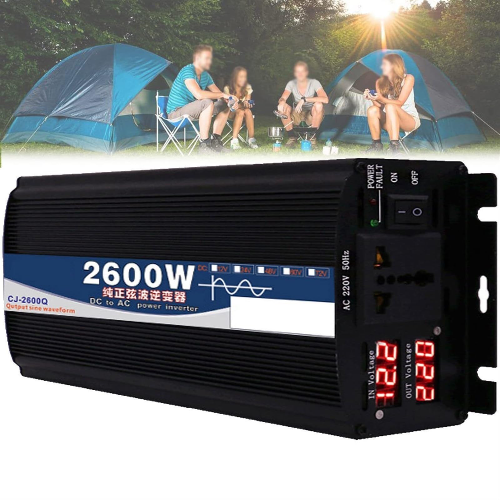 1600W 2200W 2600W 3000W 4000W 5000W 6000W 7000W 8000W Spannungswandler Reine Sinus Wechselrichter mit Steckdosen LCD Bildschirm,Pure Sine Wave Inverter Kfz Konverter Auto Transformator Adapter(2600W,1 von XINGSHANG