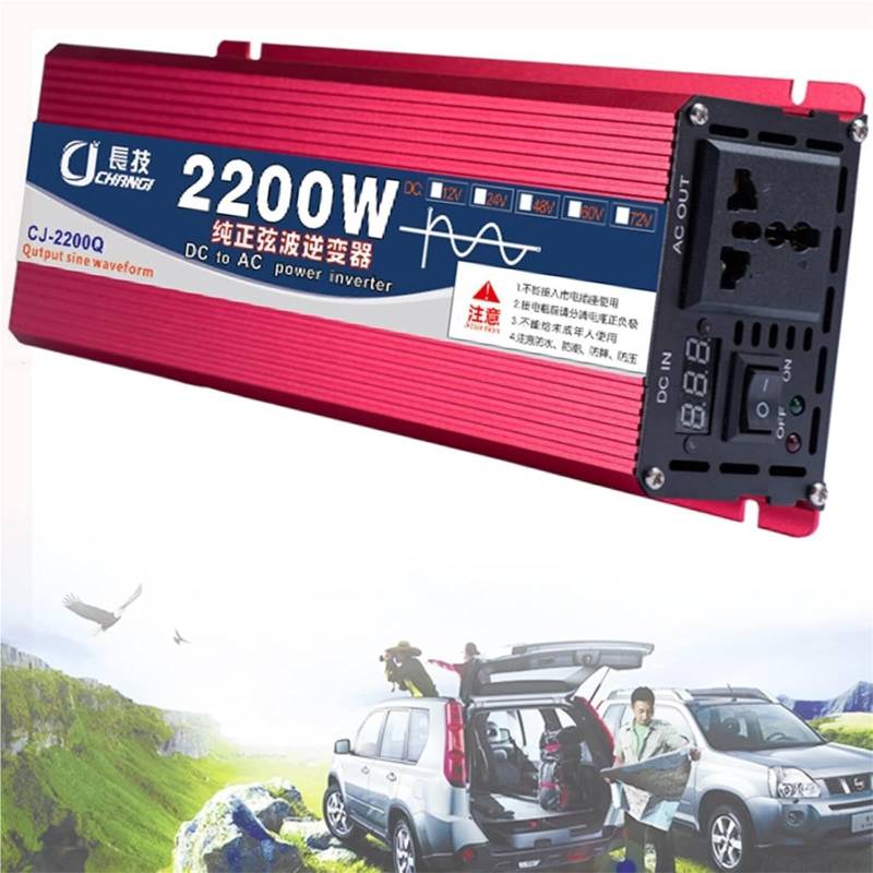 1600W 2200W 3000W Wechselrichter Reiner Sinus 12V 24V 48V 60V auf 220V 230V Pure Sine Wave Inverter Spannungswandler Solar Power Inverter Auto für Wohnmobil Camping Wohnwagen(2200W,12Vto110V) von XINGSHANG