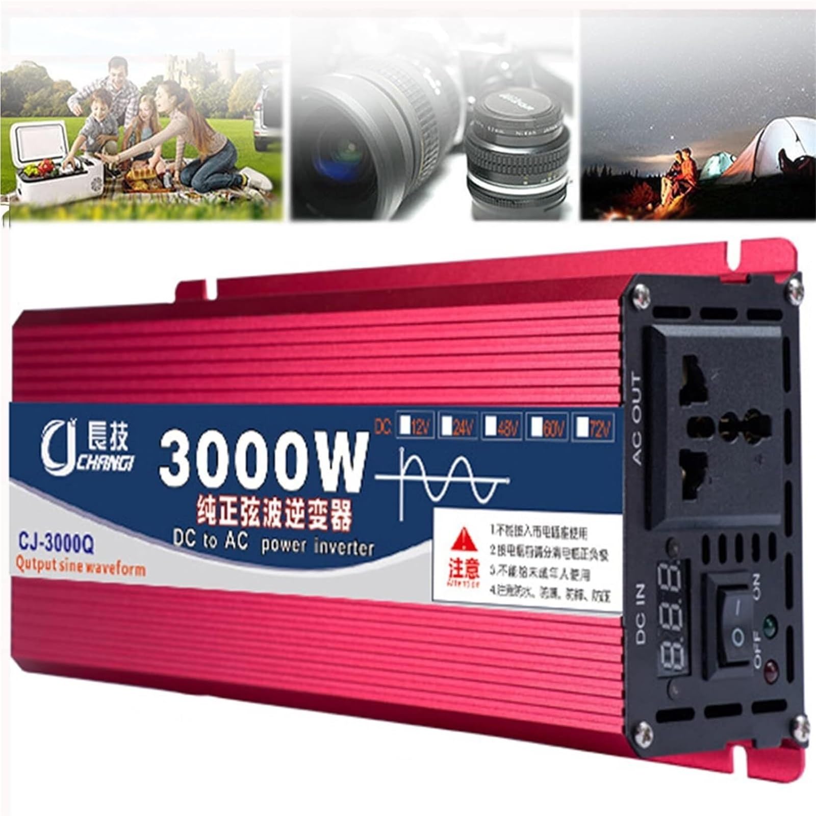 1600W 2200W 3000W Wechselrichter Reiner Sinus 12V 24V 48V 60V auf 220V 230V Pure Sine Wave Inverter Spannungswandler Solar Power Inverter Auto für Wohnmobil Camping Wohnwagen(3000W,12Vto110V) von XINGSHANG