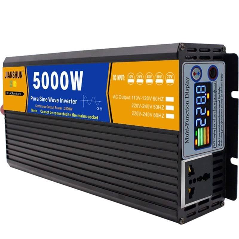 3000W 4000W 5000W Reiner Sinus Spannungswandler 12V 24V 48V 60V 72V auf 230V Wechselrichter Power Inverter mit Fernbedienung LED-Anzeige & AC Steckdosen für Auto, Wohnwagen, Boot, Camping(5000W,12Vto1 von XINGSHANG