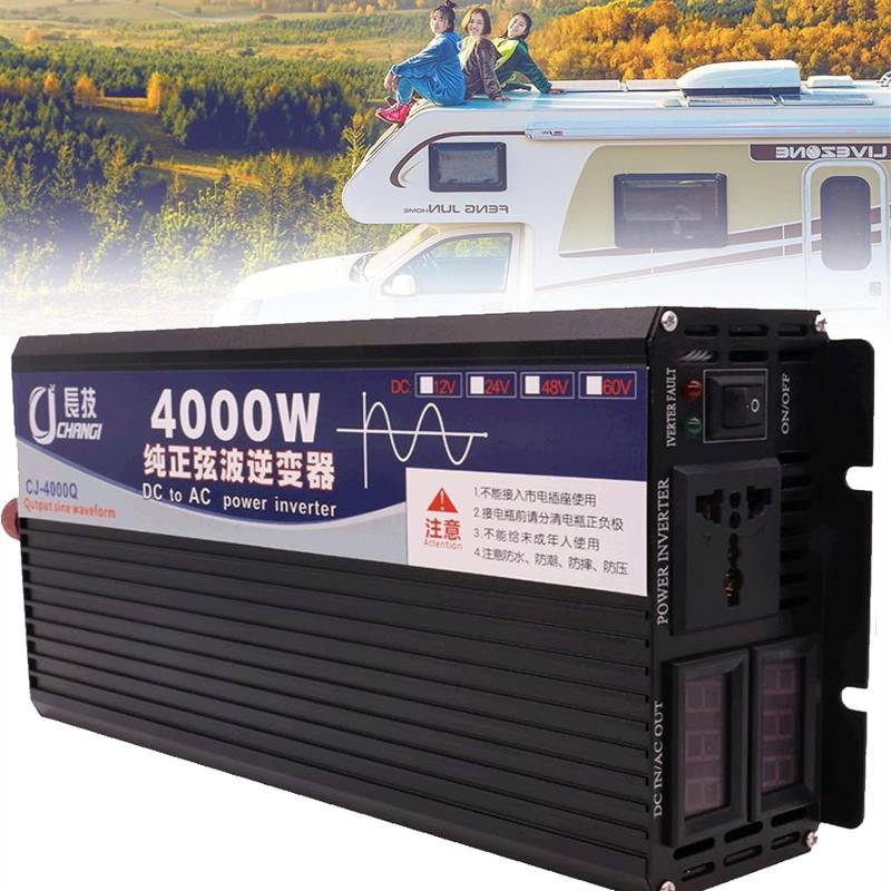 3000W 4000W 5000W Reiner Sinus Wechselrichter DC 12V 24V 48V 60V 72V auf AC 220V 230V 240V Spannungswandler Stromwandler Stecker Power Inverter für Auto KFZ Wohnwagen LKW (Color : 4000W, Size : 12Vt von XINGSHANG