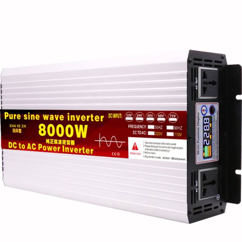 5500W 6000W 8000W 12000W Spannungswandler Reiner Sinus KFZ Wechselrichter 12V-72V auf 230V Konverter Power Solar Inverter Umwandler Sinuswelle Stromwandler Autoladegerät Sonnenkollektor Auto(8000W,60V von XINGSHANG