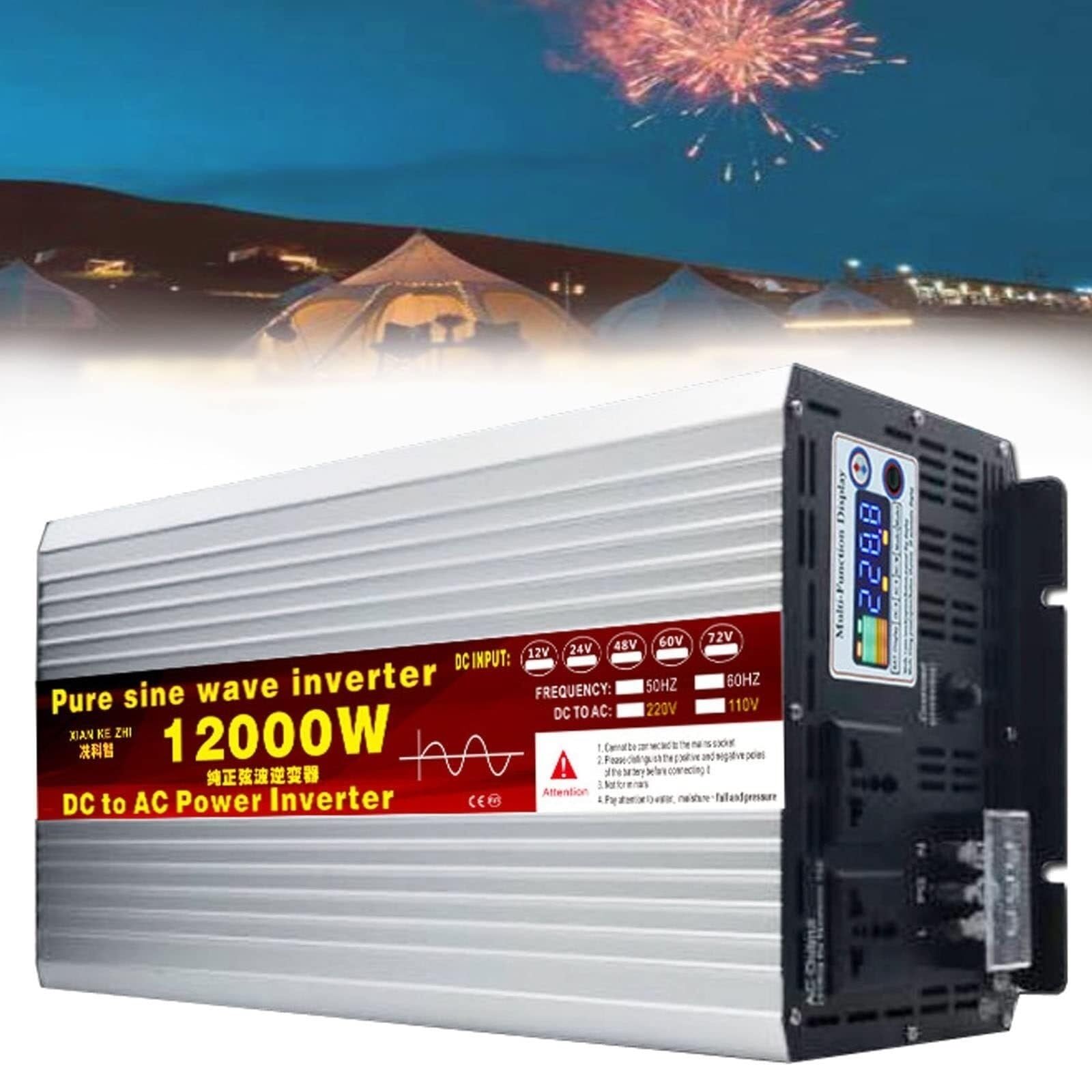 6000W 8000W 10000W 12000W Reiner Sinus Wechselrichter 12V 24V 48V 60V 72V auf 230V 240V Auto Spannungswandler Kfz Inverter Umwandler Stromwandler Konverter Voltage Converter Transformator(12000W,24VTO von XINGSHANG