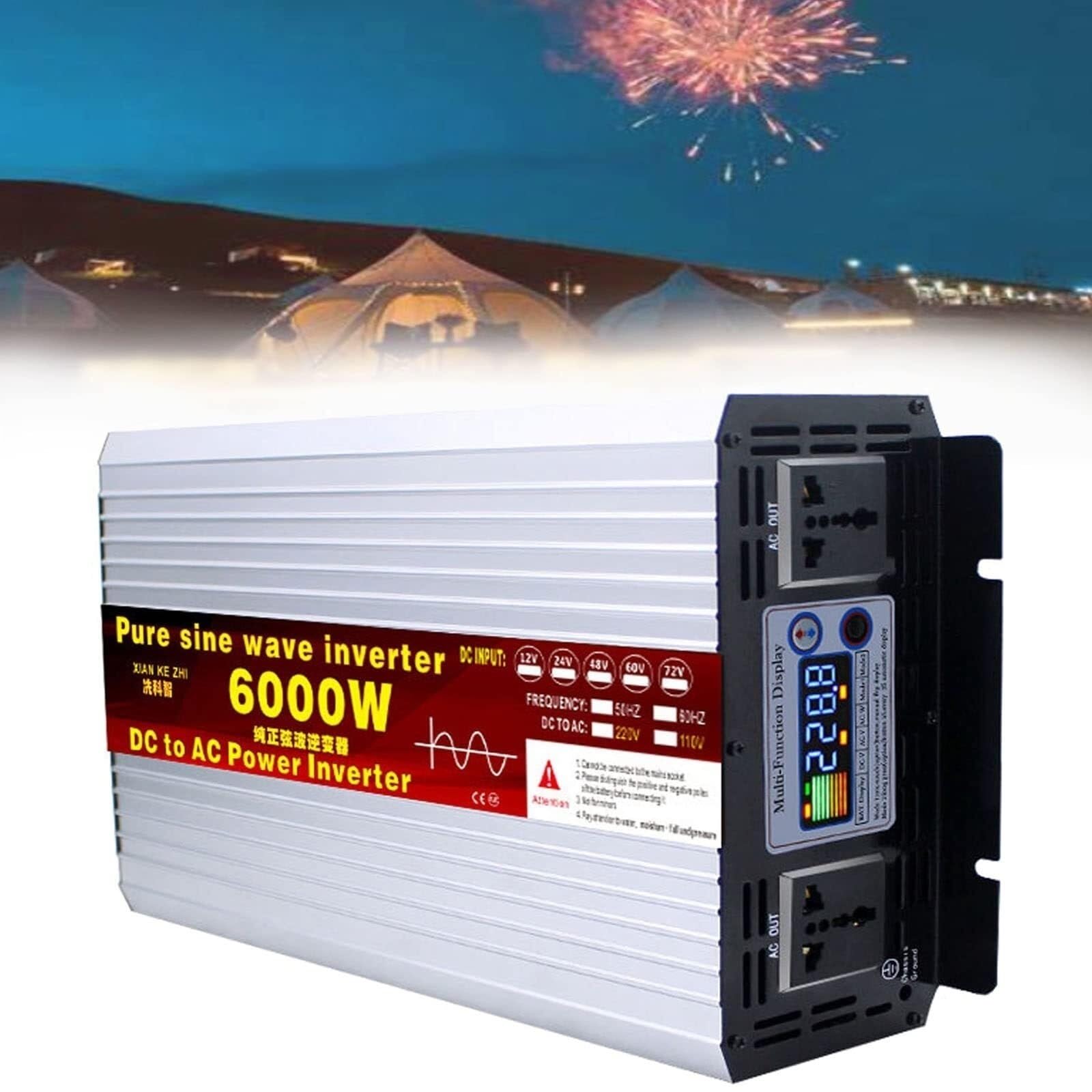 6000W 8000W 10000W 12000W Reiner Sinus Wechselrichter 12V 24V 48V 60V 72V auf 230V 240V Auto Spannungswandler Kfz Inverter Umwandler Stromwandler Konverter Voltage Converter Transformator(6000W,48VTO2 von XINGSHANG