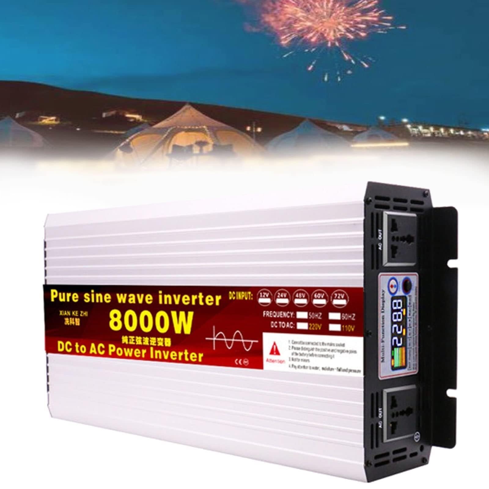 6000W 8000W 10000W 12000W Reiner Sinus Wechselrichter 12V 24V 48V 60V 72V auf 230V 240V Auto Spannungswandler Kfz Inverter Umwandler Stromwandler Konverter Voltage Converter Transformator(8000W,12VTO1 von XINGSHANG