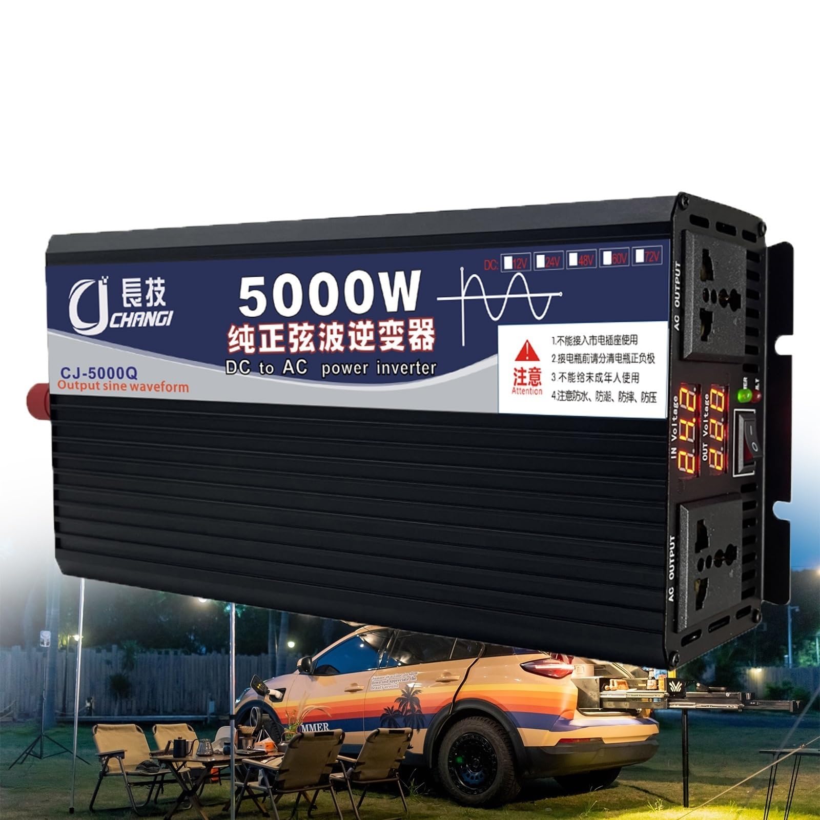 Auto Reiner Sinus Wechselrichter 3500W 5000W 5500W 6000W 8000W Pure Sine Wave Inverter Konverter Voltage KFZ Spannungswandler DC 12V 24V 48V 60V 72V auf 230V 240V AC für Auto Camping Kfz LKW(5000W,12V von XINGSHANG