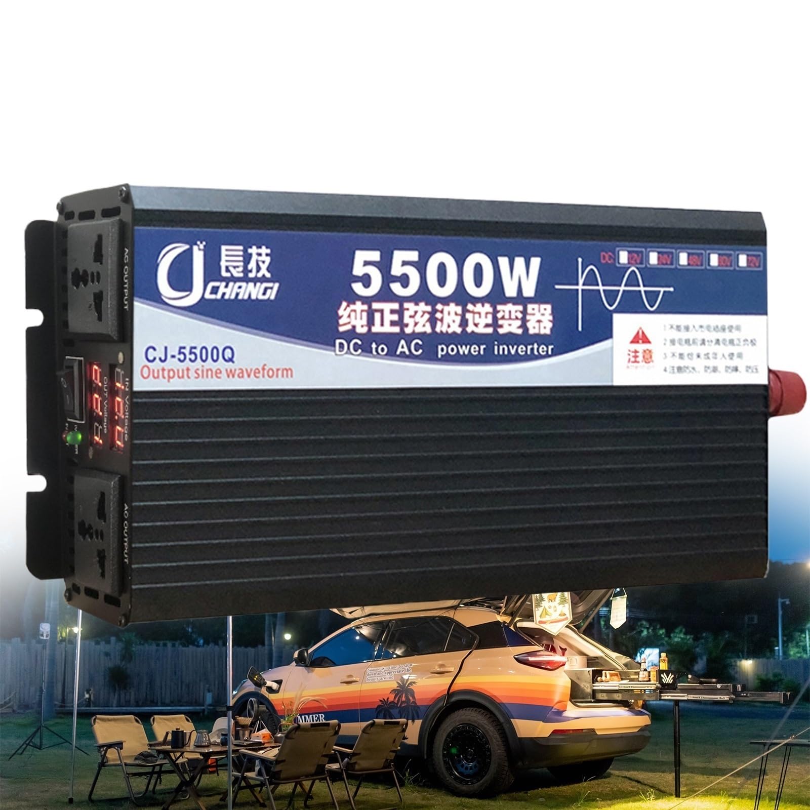 Auto Reiner Sinus Wechselrichter 3500W 5000W 5500W 6000W 8000W Pure Sine Wave Inverter Konverter Voltage KFZ Spannungswandler DC 12V 24V 48V 60V 72V auf 230V 240V AC für Auto Camping Kfz LKW(5500W,60V von XINGSHANG