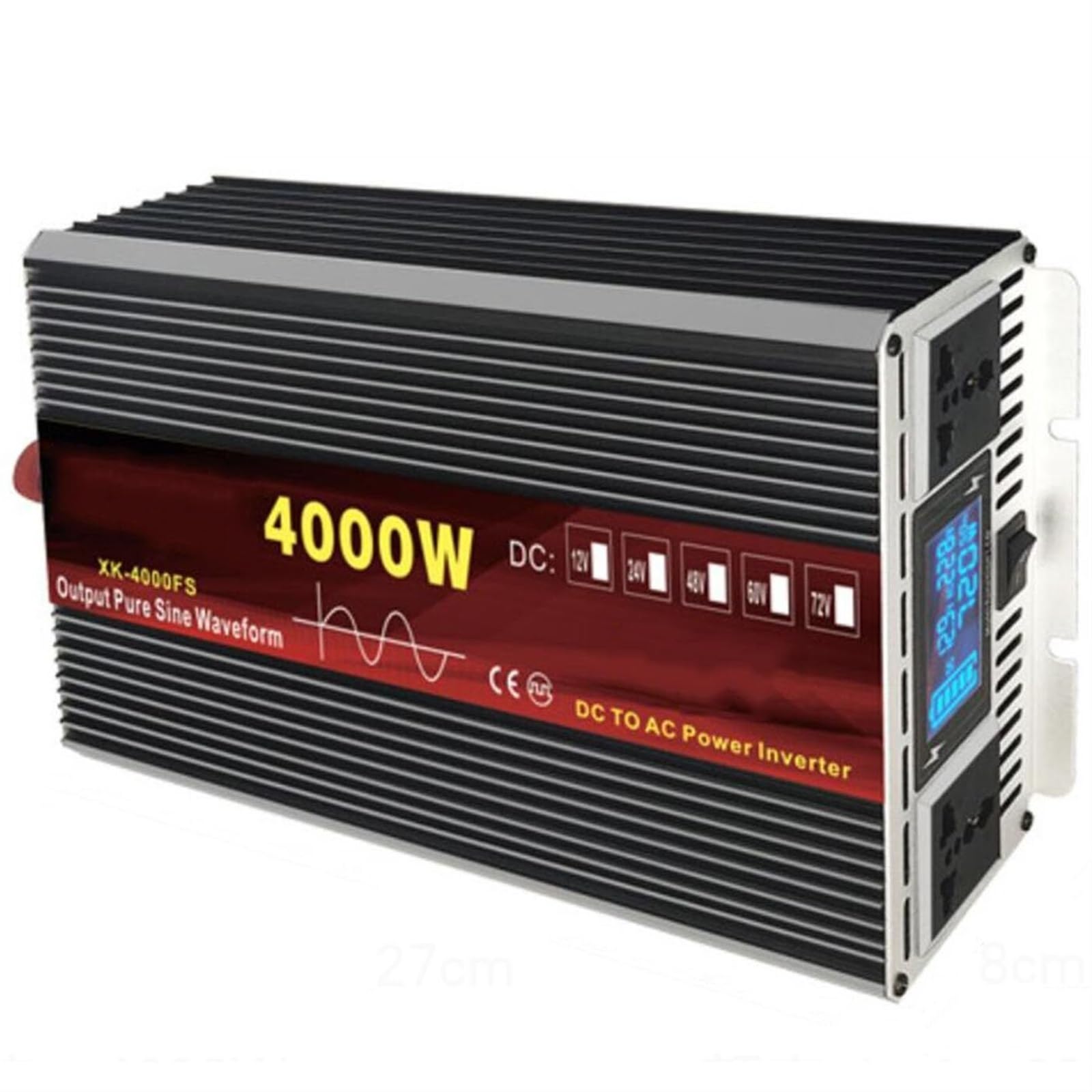 Auto Reiner Sinus Wechselrichter 4000W Pure Sine Wave Inverter 12V 24V 48V 60V 72V auf 230V 240V Spannungswandler Umwandler Stromwandler Konverter für Haus, Büro, Fahrzeug, Yacht(12Vto110V) von XINGSHANG