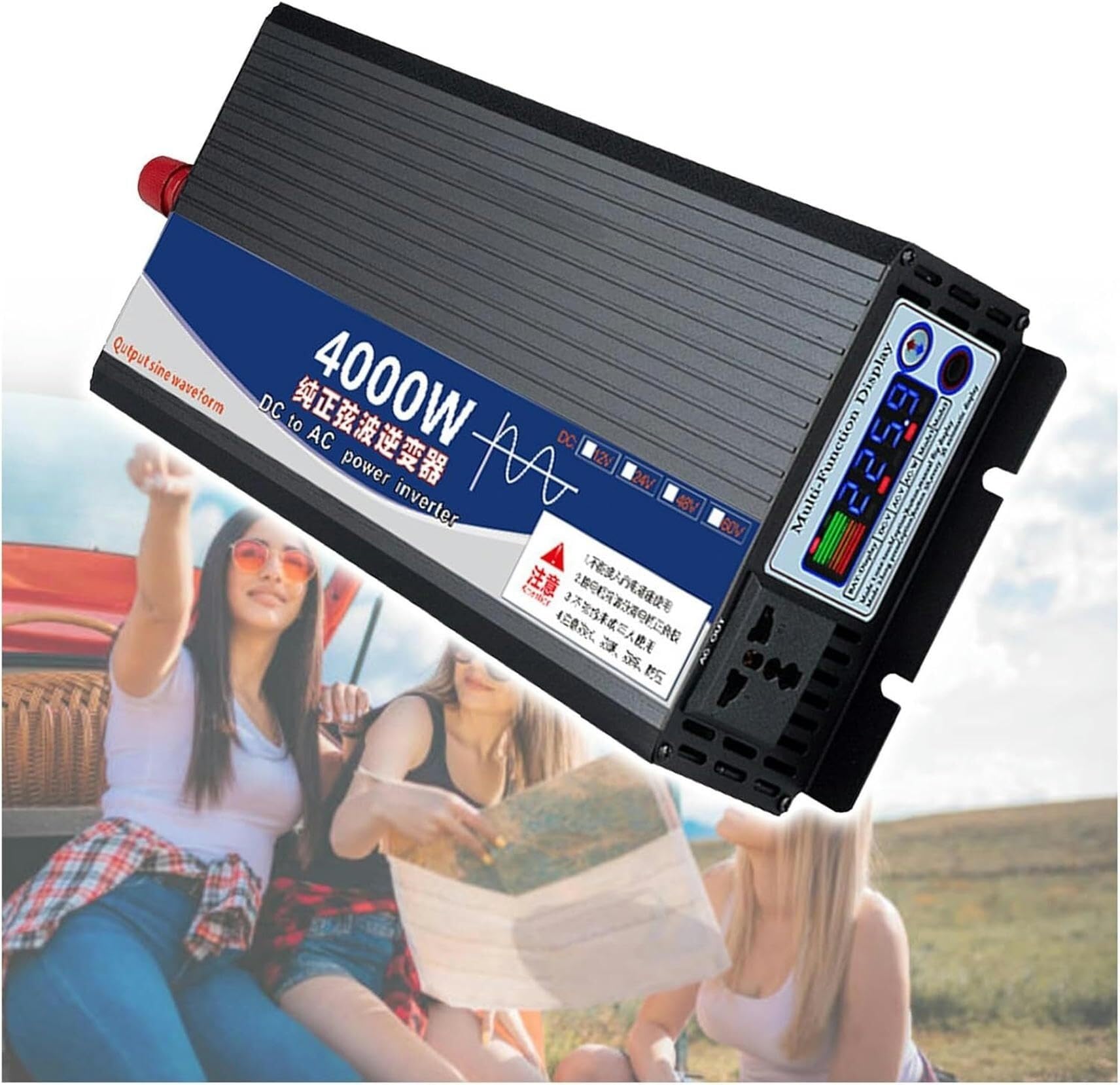 Auto Spannungswandler 4000W 5000W Reiner Sinus Wechselrichter DC 12V 24V 48V 60V 72V auf AC 230V Steckdose LCD Digitalanzeige Pure Sine Wave Inverter Konverter Umwandler Stromwandler(4000W,24Vto220V) von XINGSHANG