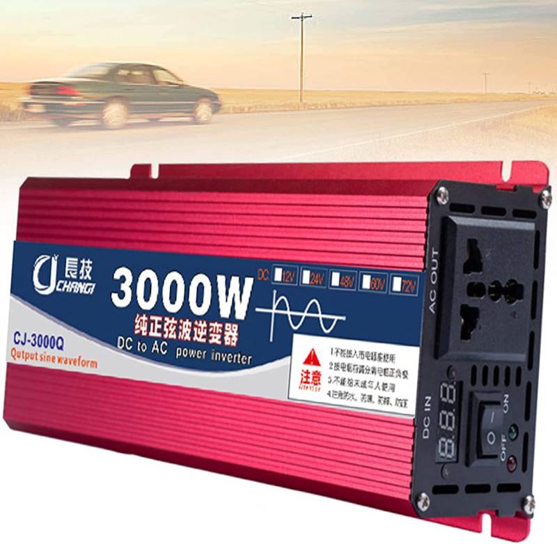 KFZ Spannungswandler 1600W 2200W 3000W Reiner Sinus Auto Wechselrichter DC 12V 24V auf 220V 230V 240V Inverter Umwandler mit 1 EU Steckdose LCD ?Anzeige für Wohnwagen,Camping RV (24vTo220v,3000W) von XINGSHANG