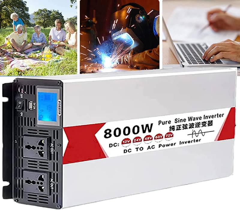 Pure Sine Wave Inverter 4000W 5000W 6000W 8000WReiner Sinus Kfz Wechselrichter DC 12V 24V 36V 48V 60V 72V auf AC 220V 230V 240V Spannungswandler Mit Steckdose LCD Digital Anzeig Konverter (60V,8000W) von XINGSHANG