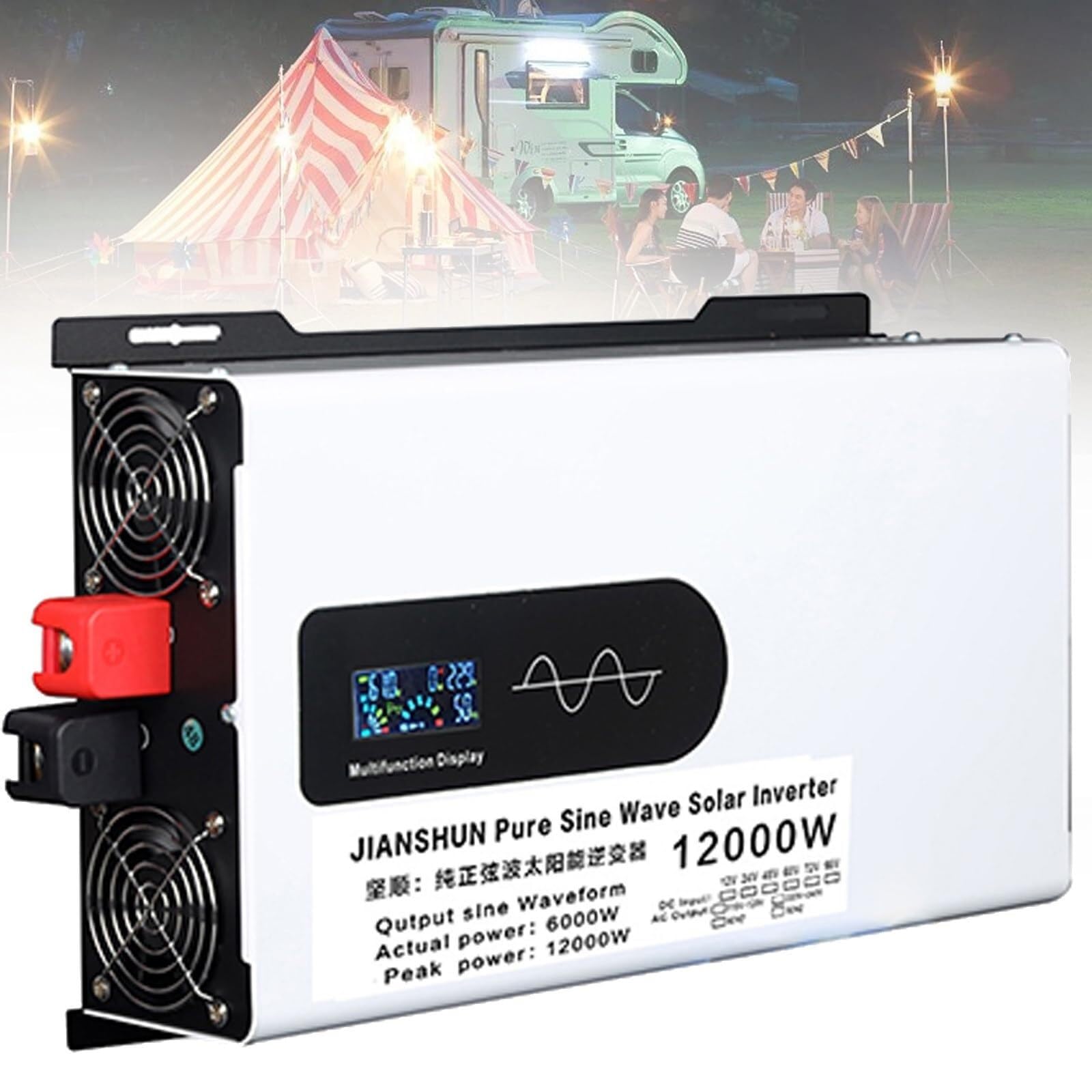 Pure Sine Wave Inverter 5000W 6000W 8000W 10000W 12000W Spannungswandler DC 12V 24V 48V 60V 72V 96V auf AC 110V/230V AC,Solar Power Inverter Konverter für Auto KFZ Wohnwagen LKW(12000W,24Vto110V) von XINGSHANG