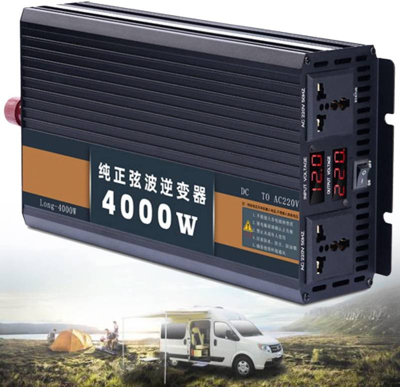 Reiner Sinus KFZ Wechselrichter Peak 2500W ~12000W 12V/24V/48V/60V zu 230V Konverter KFZ Spannungswandler Pure Sine Wave Power Inverter Steckdose Umwandler Auto Netzteil (4000W,12Vto220V) von XINGSHANG