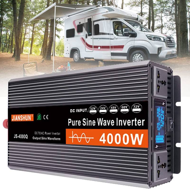 Reiner Sinus Kfz Wechselrichter 3000W 4000W 5000W 6000W Spannungswandler DC 12V 24V 48V 60V 72V Auf AC 220V 230V 240V Inverter Pure Sine Wave Umwandler Mit Steckdose LCD Konverter Auto,LKW (72V,4000W) von XINGSHANG