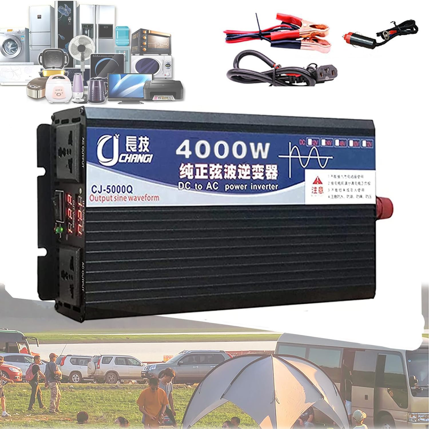 Reiner Sinus Spannungswandler 12V 24V 48V 60V 72V Auf 230V Wechselrichter 1600W 2200W 3000W 4000W 5000W 6000W 8000W Pure Sine Wave Power Inverter mit Steckdose Kfz Konverter (4000W,48Vto220V) von XINGSHANG